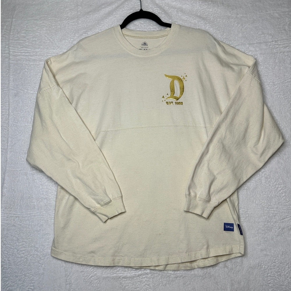 Disney Spirit Jersey Unisex Medium Cream Gold Disneyland Resort Long Sleeve 0900